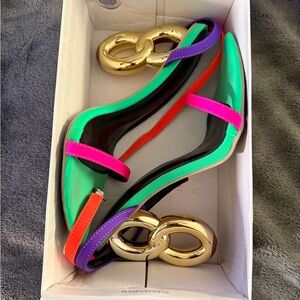 Multicolor Heels with Gold Detail